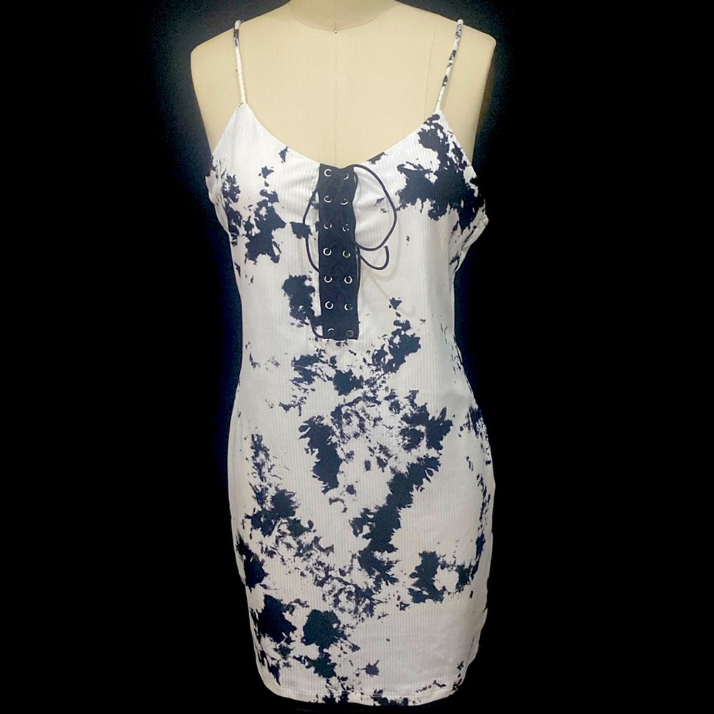 Summer white with black  print